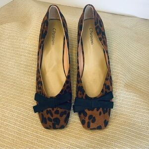 C Paravano Leopard Print Loafers with Black Bow